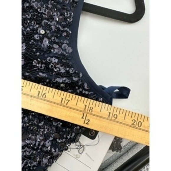 Mac Duggal Navy Blue Sequin Beaded Sleeveless Formal Gown Dress Size 8 - Picture 6 of 14